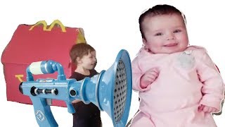 Fart BLASTER makes GIANT Baby, McDonald House and NERF WAR #kids