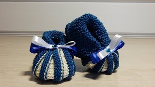 Вязание спицами Следки тапочки для малыша на двух спицах пинетки