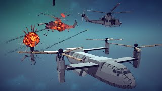 Helicopters vs Bomb-tipped and Kinetic Missiles + Lots of Missiles Dodges | Besiege
