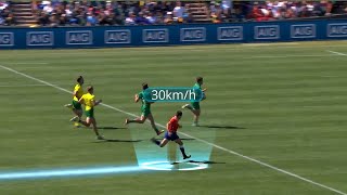 Referee Jeremy Rozier shows his pace at Rugby World Cup Sevens