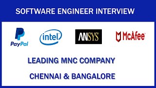 SOFTWARE ENGINEER INTERVIEW - MNC COMPANY - CHENNAI & BANGALORE - FRESHER JOB 2020.