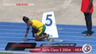 St.Jago's Kimone Shaw wins Girls Class 3 200m - Queens/Grace Jackson meet- ROAD TO CHAMPS 2014