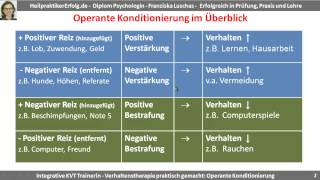 Die operante Konditionierung im Überblick: Positive und negative Verstärkung bzw. Bestrafung