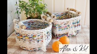 Плетение из бумажной лозы и батик Алиса & Кот
