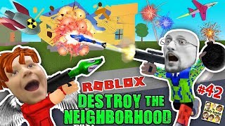 ROBLOX Destroy the Neighborhood w/ Airplane? AWESOME a ? Bomb! (FGTEEV Get Rich Destruction #42)