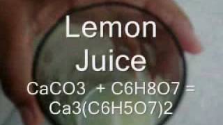 Chemistry experiment - Chalk in Vinegar, Lemon Juice and Water