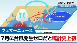 7月に台風発生ゼロだと統計史上初