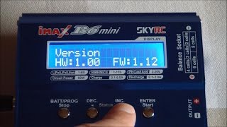 SkyRC iMAX B6 mini FW1.12 menu overview
