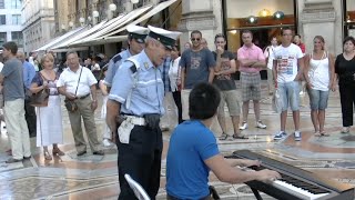 Street piano in Milan with policemen/ミラノで路上演奏そして警察も…