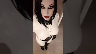 Lovely latex Doll Ludivine rubber girl black and White
