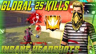 GLOBAL 25 KILLS || RUSH FULL GAMEPLAY || FREE FIRE BATTLEGROUND