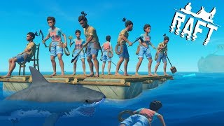 ?RAFT INSANE 9 PEOPLE MULTIPLAYER MADNESS !! Raft Survival Multiplayer Gameplay