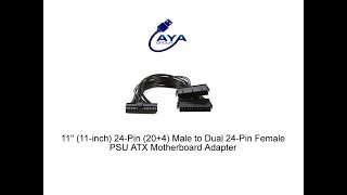 24-Pin (20+4) Male to Dual 24-Pin Female PSU ATX Motherboard Adapter