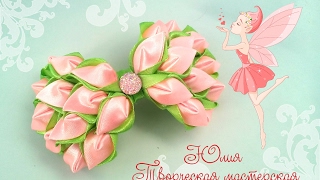 Праздничная заколка канзаши к 8 марта совместно с LiliaLady777 Прически косы плетение + конкурс