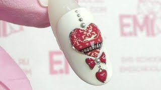 Дизайн ногтей на День Святого Валентина. 3D сердце на ногтях