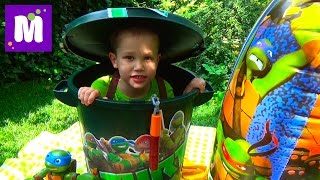 Черепашки Ниндзя полный контейнер игрушек открываем TMNT
