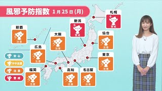 25日(月) 乾燥指数・風邪予防指数／ウェザーニューズ
