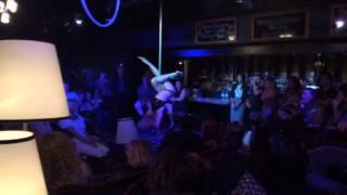 Lou Landers pole dancing at Victoria Room. Sexy silk