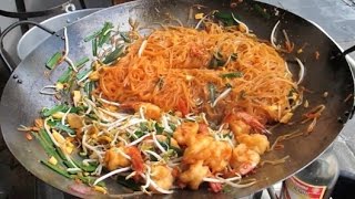 Asian Street Food Fast Food Street in Asia, Cambodian food #150, Fry Rice Noodles Meats