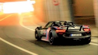 Porsche 918 Spyder Tunnel Acceleration, Downshift, Sounds and Driving in Monaco