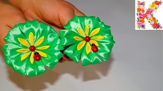 канзаши для начинающих,мастер класс своими руками,kanzashi flower tutorial