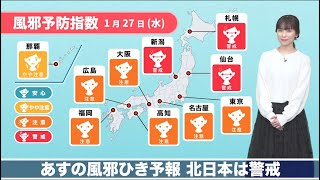 あすの風邪ひき予報 北日本は警戒