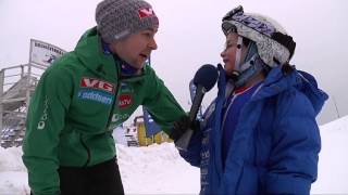 Anders Jacobsen og Alexander Stöckl besøkte de yngste hoppspirene
