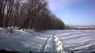 Toyota Wish на снежном бездорожье.