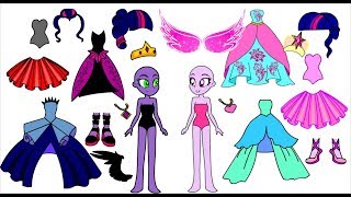 Paper Dolls wardrobes-  Twilight Sparkle and Midnight get dressed up- Glittering Painting