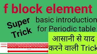 F block element basic introduction of Periodic table || f block को याद करने की trick