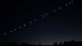SpaceX Starlink satellites train seen from earth - Strange lights in the sky