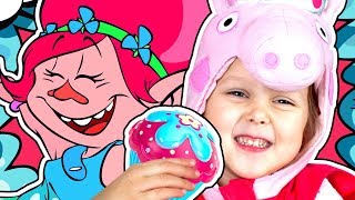 ТРОЛЛИ И СВИНКА ПЕППА Чаепитие с Кексами Cupcake Surprise Играем в куклы Trolls Peppa Pig