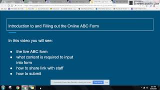 Introduction to and Filling out the Online ABC Form
