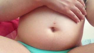 Stuffed belly chugging and gurgling