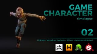 Game Character Timelapse | ZBrush, Marvelous Designer, 3DCoat and Substance Painter - Pt 02