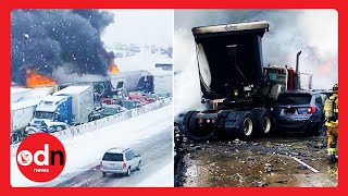 Dramatic Footage Shows Huge 29-Vehicle Crash on Minnesota Highway