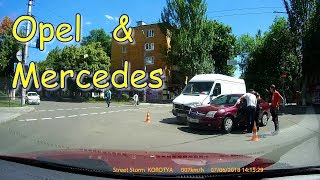 ДТП в Бахмуте. Opel и Mercedes Sprinter. Артемовск. Регистратор JunSun.