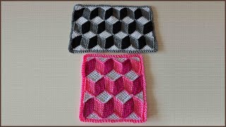 Коврик 3D. Коврик крючком. Тунисское вязание. Вязание коврика. Часть 1. 3D rug. P. 1.