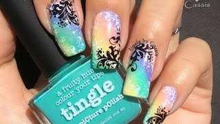 Swirl & Rainbow Stamping Nail Art