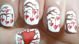 Valentines Day Love Tree Nail Art Tutorial