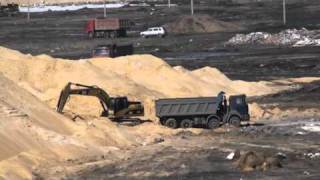 CAT 320D and Урал-6563