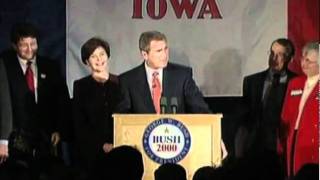 George W. Bush wins the Iowa caucus