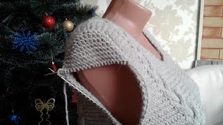 Платье спицами (платочная вязка + косы). Часть 7. Имитация вшивного рукава.