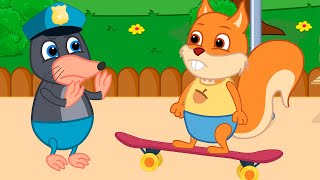 Famille d'Écureuil - Flic vs Intrus Sur Skate Dessin Animé 2020 en Français