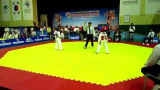 Тэйквондо WTF дети финал 1 место  Kim Maksim KGZ 10лет CHUNCHEON KOREA OPEN 2015