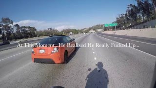SPLITTING LANE CAR PASSES MOTORCYCLE ROAD RAGE