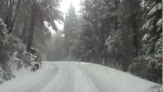 Driving Motorhome In Snow Storm - Unplowed Road In Mountains