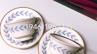 Syracuse china old ivory blue raurel leaf 빈티지 찻잔 시라쿠스 블루로렐 블루리프 홈카페