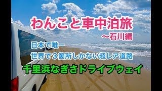 【わんこと車中泊旅〜石川編】千里浜なぎさドライブウェイが素晴らしかった