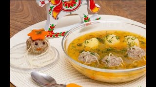 Куриный суп для малоежек. Фрикадельки-осьминожки / Octopus meatball soup for kids